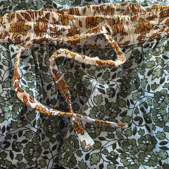 Floral Peasant Tiered Flare Skirt OS Drawstring Waist Floral Pattern Cotton - Picture 4 of 6